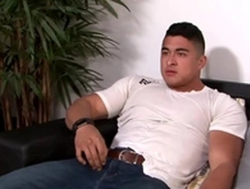 Muscle hunk in uniform, solo pleasure in the army