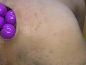Intense amateur anal session with double dildo and quadruple penetration