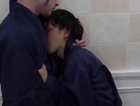 Young Japanese gay couple enjoys anal sex and masturbation