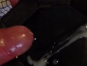 A closeup view of a massive ejaculation while solo pleasuring