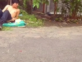 Public nudity with Hansel Thio in downtown garden for adult magazine photoshoot