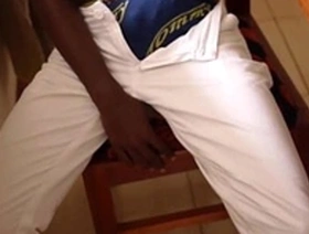 Kalem, a black African twink, masturbates.
