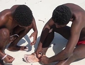 Black twinks Sameul and Wilson have raw sex without a condom.