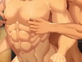 Japanese muscle men in cartoon porn video