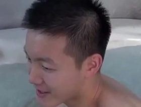 Skinny Asian guy gets anal sex on a sex swing