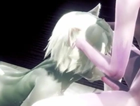 Crossdressing cats having a wild time in the bathroom