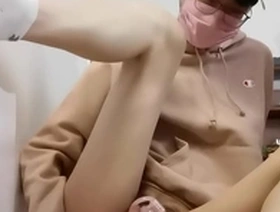 Asian femboy masturbation and anal sex with white socks