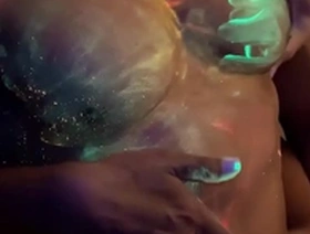Nipple worship with an edging climax in a psychedelic environment