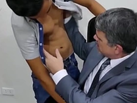 Twink accountant working on the cock of his boss