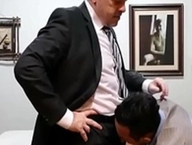 Deviant boss sucked off before banging asian ass