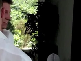 Barebacked cheating groom covered in own cum