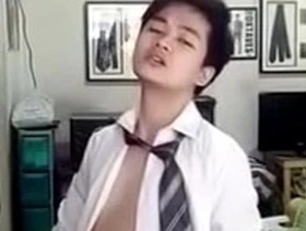Cute Chinese Twink Strips Down and Cums