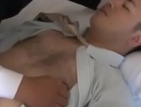 Gay and mature Japanese man in chupby action.